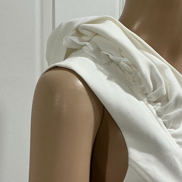 French Connection Whisper Gathered Sleeve Mini Dress Size 2 Off-White - Picture 5 of 13